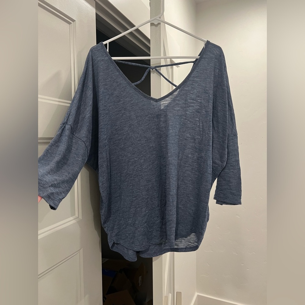 Women's Blue V-Neck Top